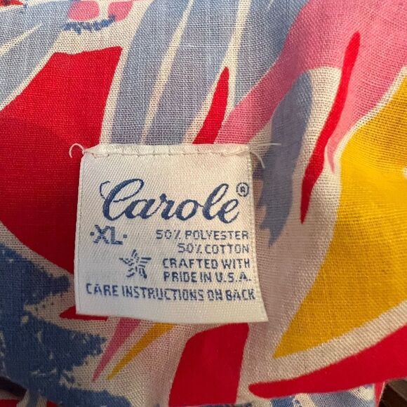 Mrs Roper Party 1960s Tropical Floral Parrot Print Caftan Mumu House Dress Large - Picture 9 of 10